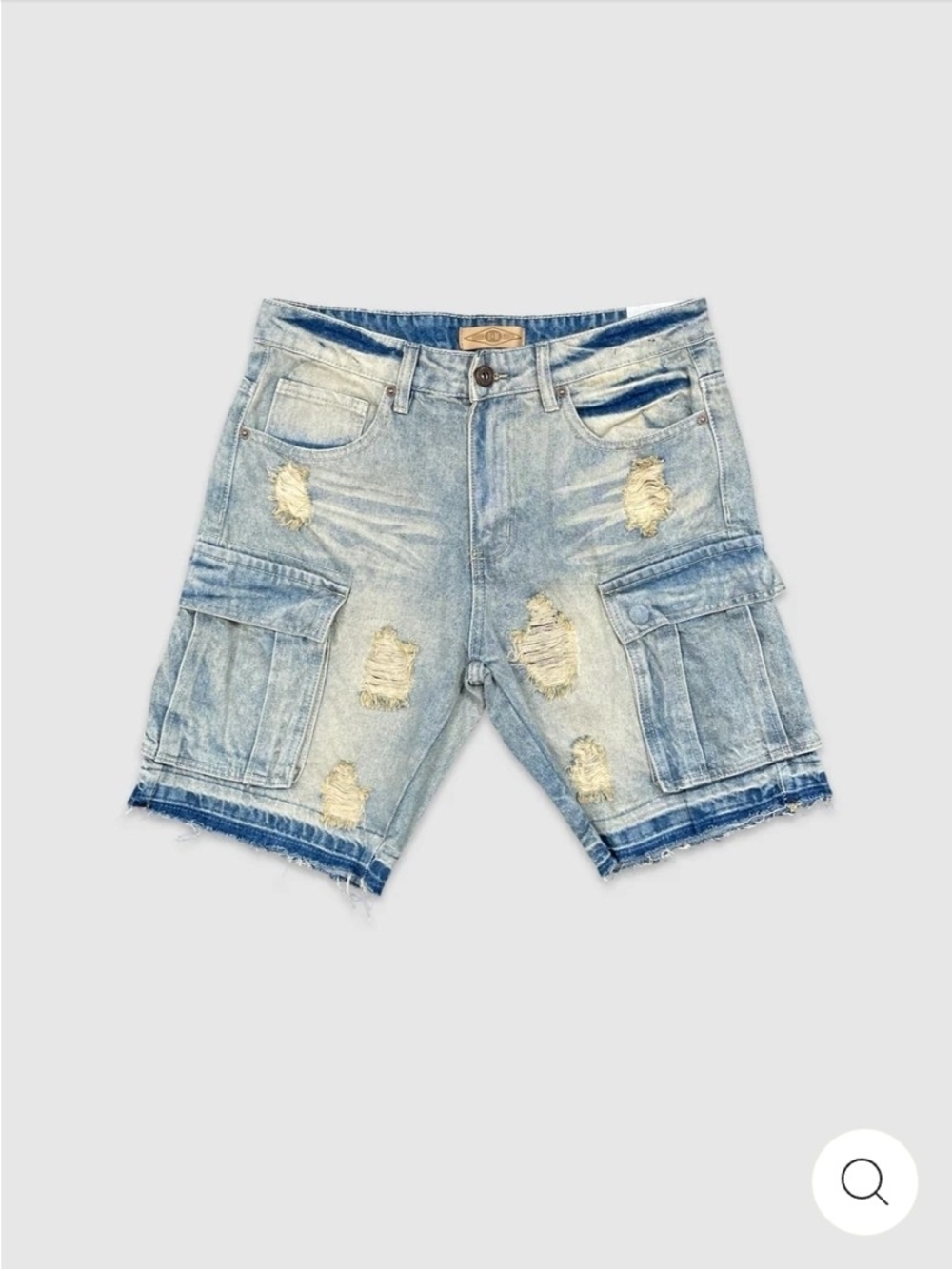Light Blue Distressed Denim Cargo Shorts
